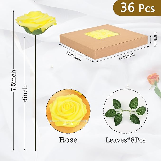 BLEUM CADE 36Pcs Artificial Flowers Fake Roses - Image 3