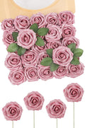 N&T NIETING Artificial Flowers Glowing Dark Pink Flowers Foam 25pcs Glitter by NTNIETING