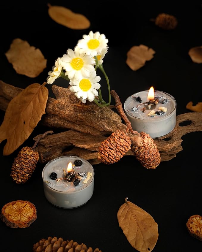 Tealight Soy Candles with Crystals And Herbs, Handmade Energy Candles, Healing - Image 3