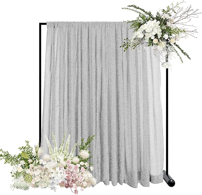 10FT x10FT Silver Metallic Spandex Backdrop, 1 Panel Glitter Sheer Photography - Image 7