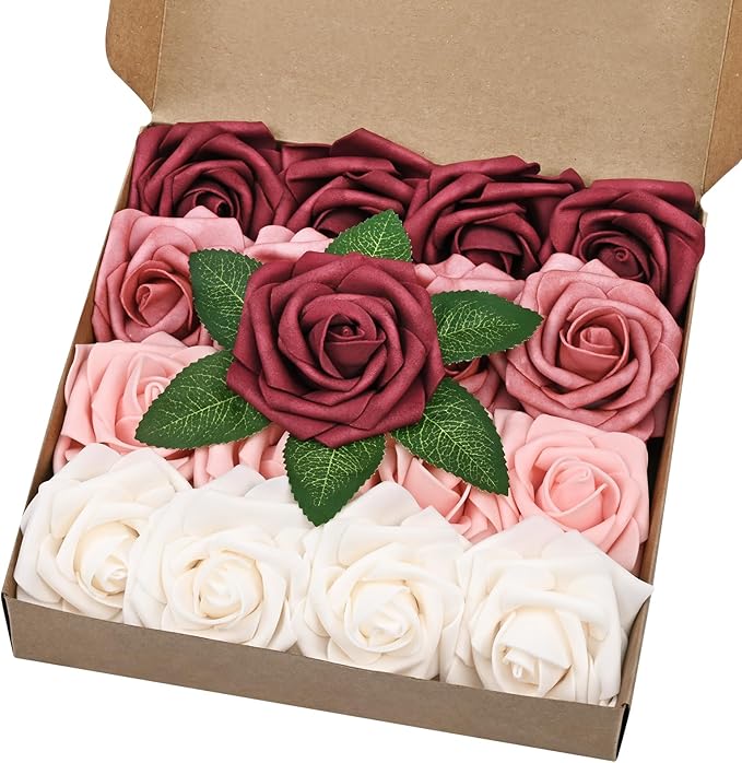 BLEUM CADE 16Pcs Artificial Flowers Fake Roses by BLEUMCADE