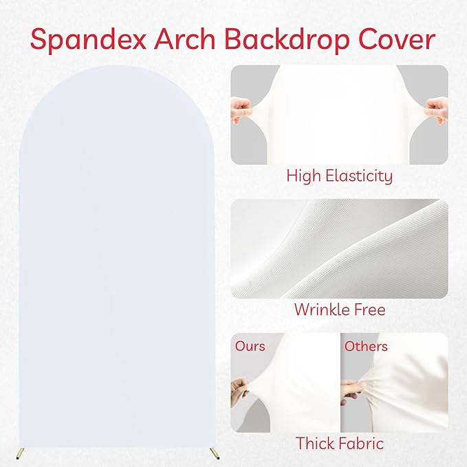 Arch Backdrop Stand Cover 8Ft White Thick Spandex Fabric Arch Backdrop Cover - Image 5