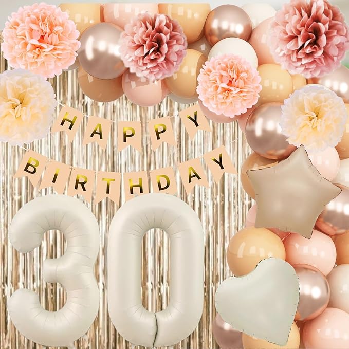 Beige 30th Birthday Decorations - Image 2
