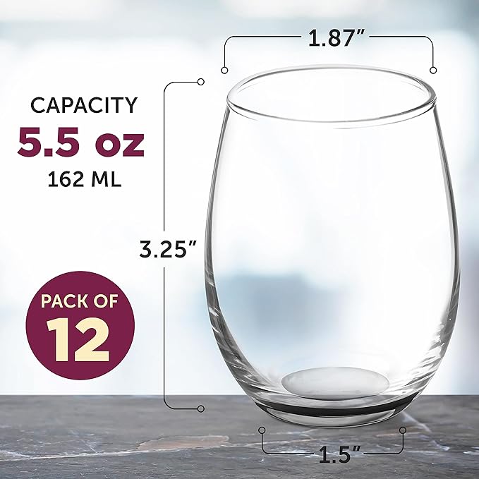 DISCOUNT PROMOS Stemless Wine Glasses by ARC 5.5 oz. Set of 12, Bulk Pack - Image 5