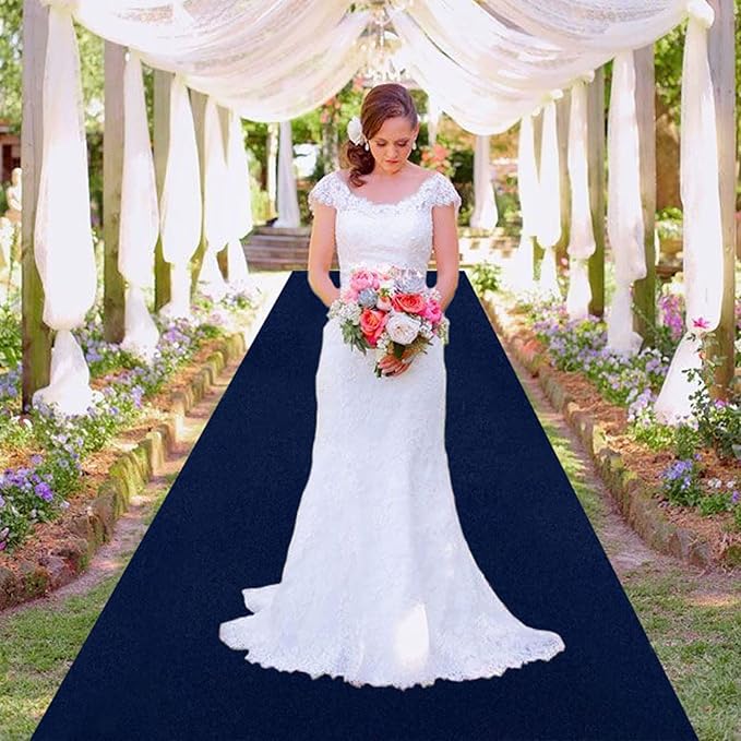 MODFUNS Navy Blue Aisle Runner Wedding Runner Aisle Outdoor 4x20ft Velvet by MODFUNS