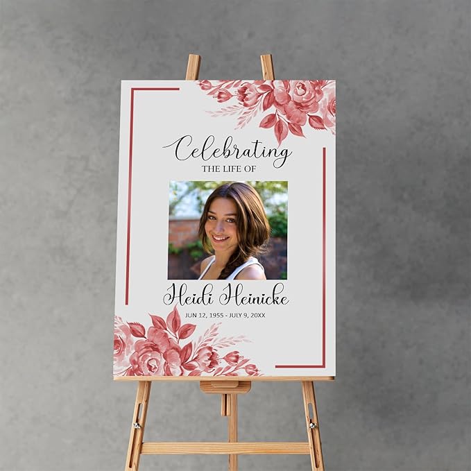 Celebrating The Life Sign Pink And White Floral In Loving Memory Blush Flower - Image 5