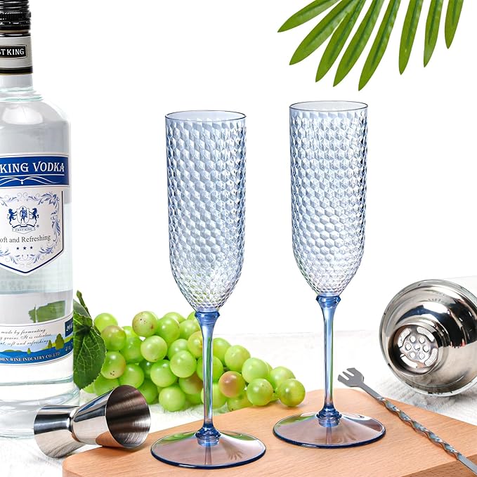 XUWAIDSGN 100 Pack Blue Detachable 2 piece Champagne Flutes 5.5 Oz Unbreakable - Image 5