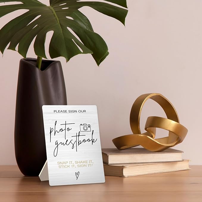 Photo Guest Book Wooden Stand 5x7inch, Wedding Reception Desk Decor - Image 5