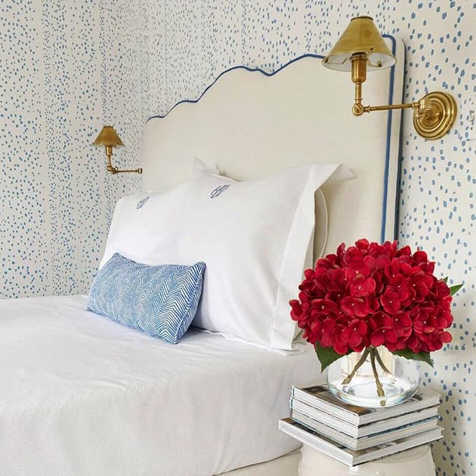 Hollyone Hydrangea Artificial Flowers in Vase Red Silk Fall Fake Flowers - Image 6