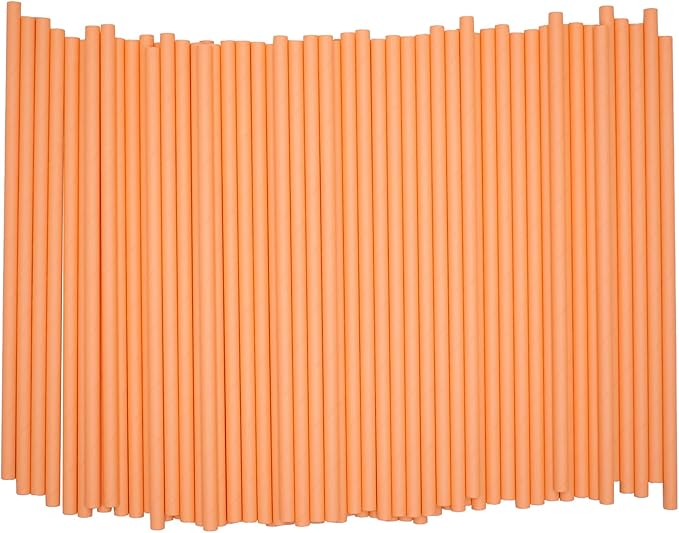 Pack of 300 Pastel Orange Biodegradable 4-Ply Paper Drinking Straws - Image 2