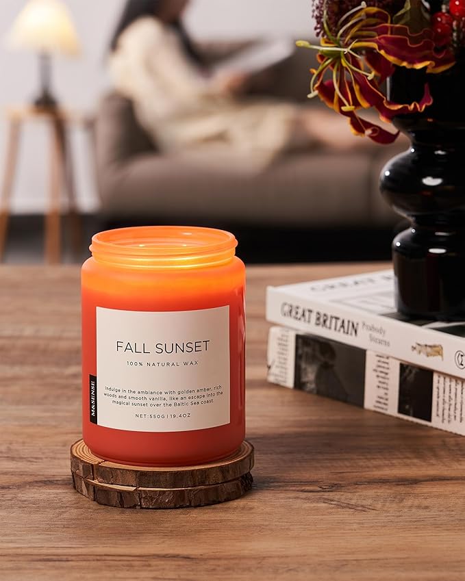 M&SENSE Fall Sunset Amber Scented 19.4oz 110 Hours Long Lasting Slow Burning - Image 5