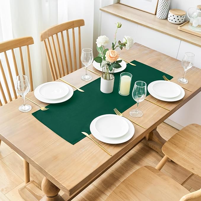 2 Pack Green Small Short Table Runner 12 x 36 Inch Solid Color Runners Coffee - Image 2