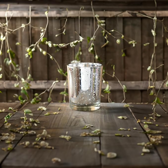 WGV Silver Speckled Tea Light Votive Candle Holder 2.2x2.75, Small Tiny Utility by WGVInternational-OpusGlassware