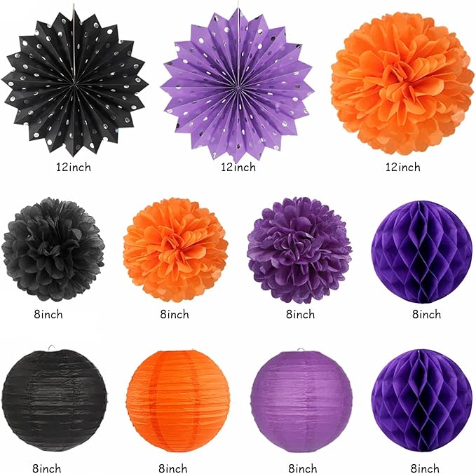 Black-Purple Orange Happy-Halloween Party-Decorations - Image 2