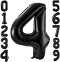 Black 4 Balloon Number, 40 Inch Number 4 Balloon Large Black 4 Foil Mylar by BBPOOL