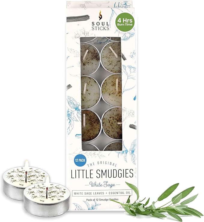 SOUL STICKS 12 Pack Little Smudgies Tealight Candles Smudge Candle by SoulSticks