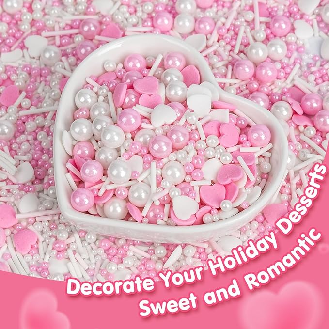 Edible Heart Sprinkles for Cake Decorating, Baking Candy Decorations, Cupcake - Image 5