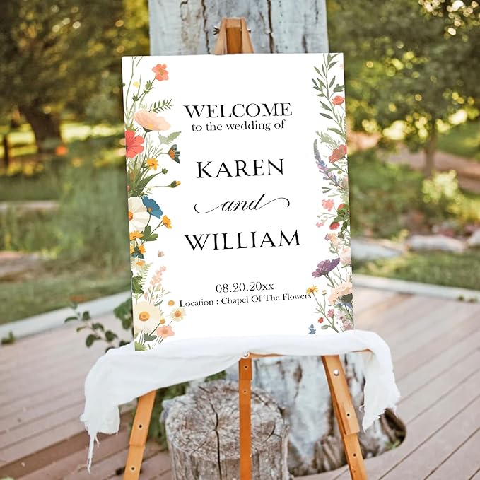 Personalized Wildflower Wedding Welcome Sign, Floral Personalized Sign - Image 3