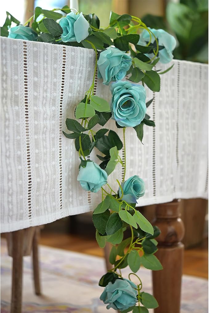 FiveSeasonStuff 29 Ft 4 Pack Rose Silk Flower Garland Artificial Flowers - Image 7