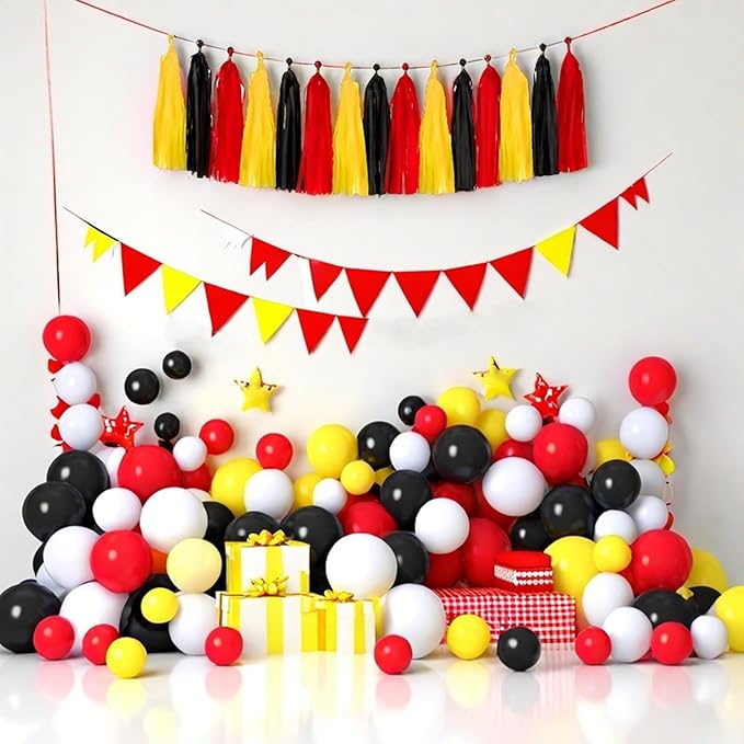 Red Yellow and Black Tassel Garland Banner Paper Tassels - Image 5