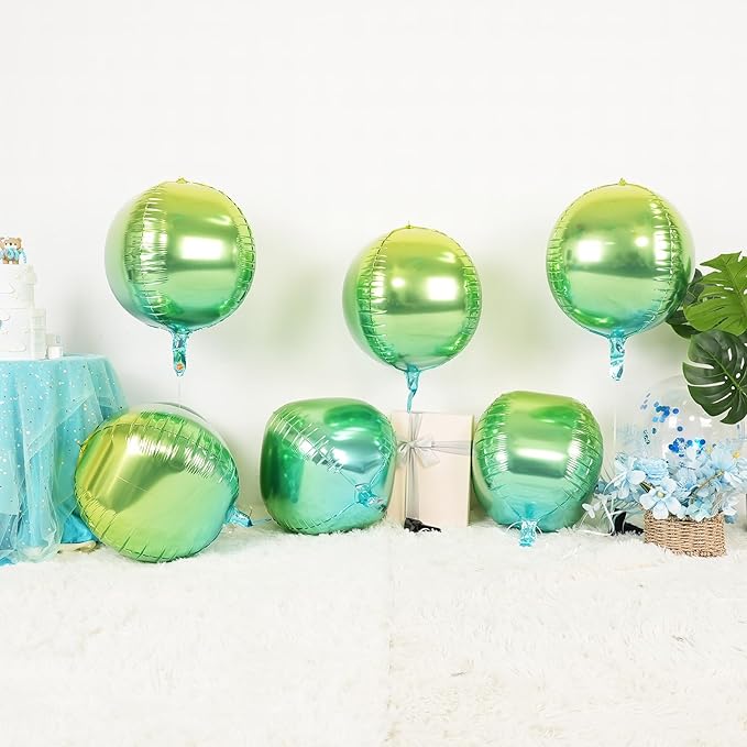 6Pcs Gradient Blue Round Foil Balloons, Giant 4D Round Ball Balloon, 22 Inch - Image 3