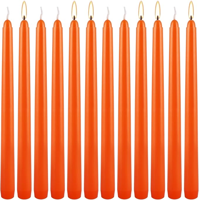 12-Pack Orange Taper Candles - Image 2