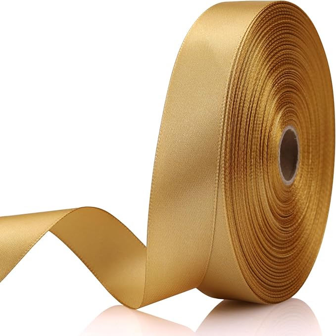 Champagne Gold Ribbon 7/8 Inch 60 Yards Satin Craft Ribbon-Single Face by Unknown