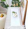 White lace Premium Rectangle Farmhouse Table Runner Waterproof OilProof by BrekSdat