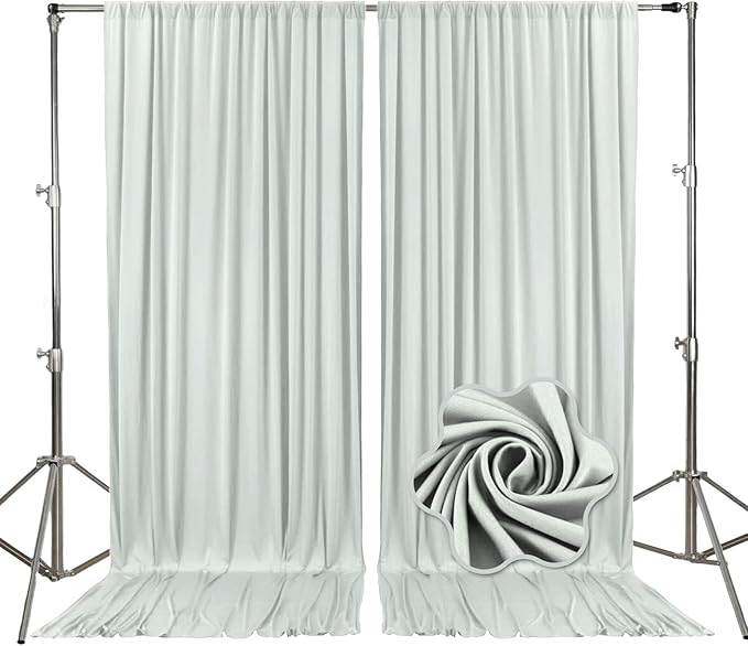10ft x 10ft Silver Backdrop Curtains by Tisspoms