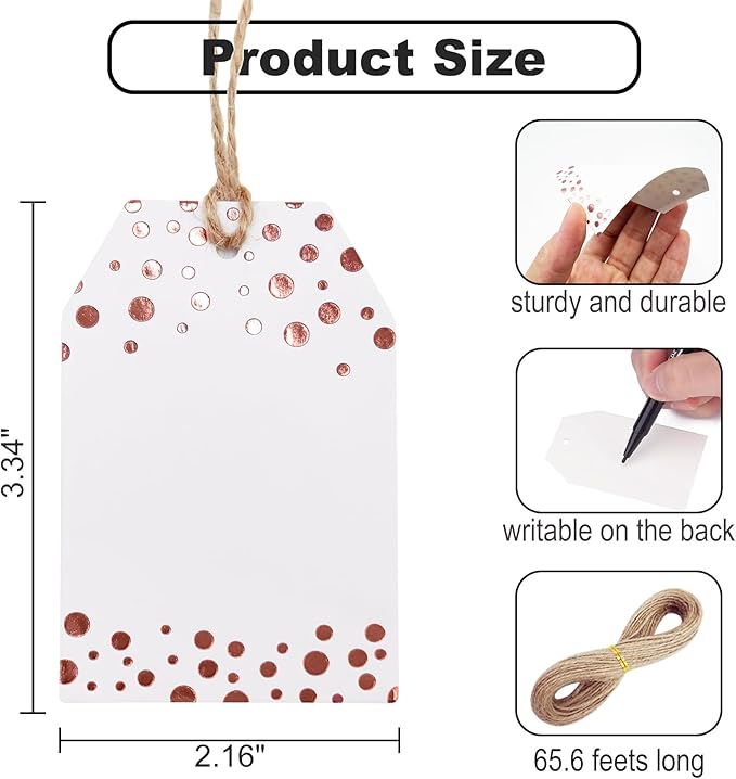 100Pcs Rose Gold Gift Tags - Image 2