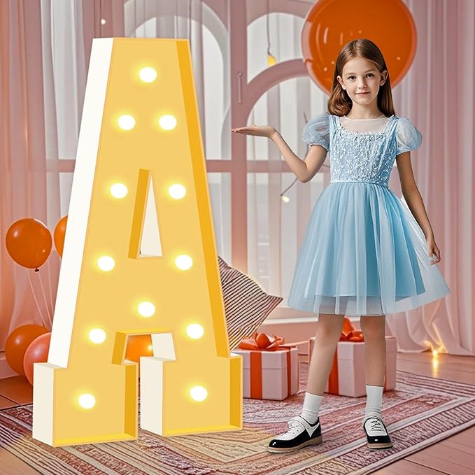 4FT Marquee Light Up Letters, LED Marquee Letters A by HITINO