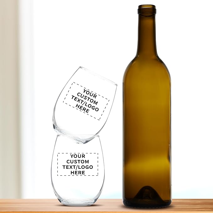Custom Stemless Wine Glass 9 oz. Set of 100, Personalized Bulk Pack - Image 7