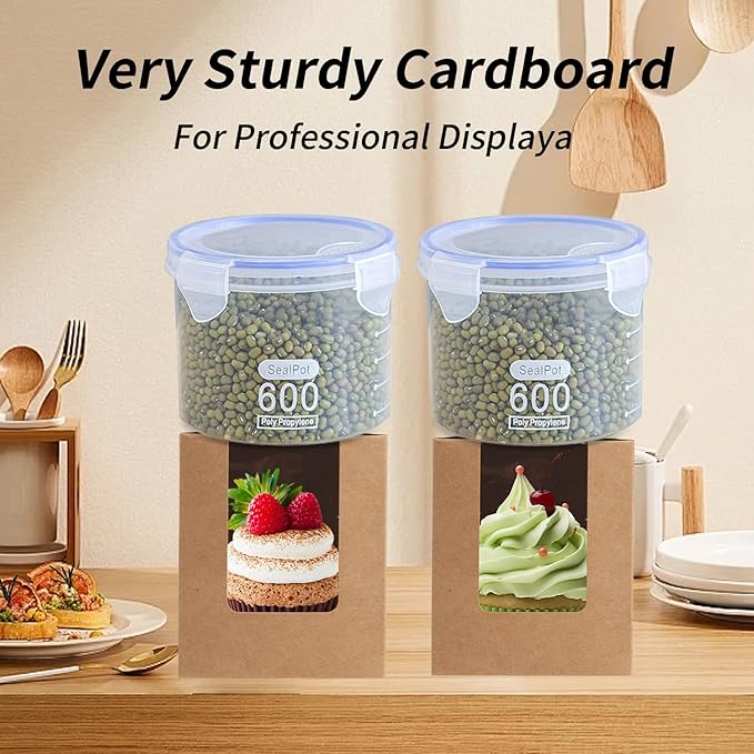 JCD Cupcake Boxes Kraft Paper, Individual Cupcake Container Brown - Image 4