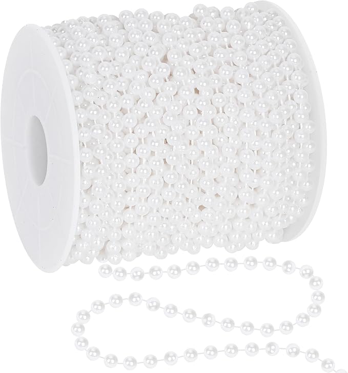100 Feet White Christmas Tree Garland, Artificial Beads Strands Chain, by Arrowom