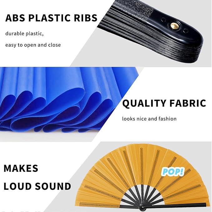 10 Pcs Line Dance Popping Fan, 13inch Boots on The Ground Fan, Chinese Kung Fu - Image 4