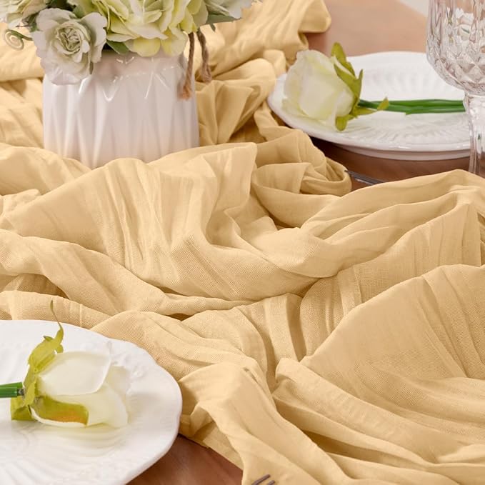 Beige Table Runner Cheesecloth Table Runner 10FT Farmhouse Table Runners 120 - Image 4