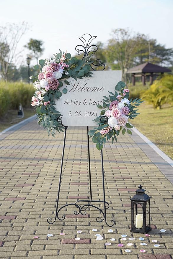 ponatia Small Wedding Arch Flowers, Artificial Dusty Rose Flowers - Image 2