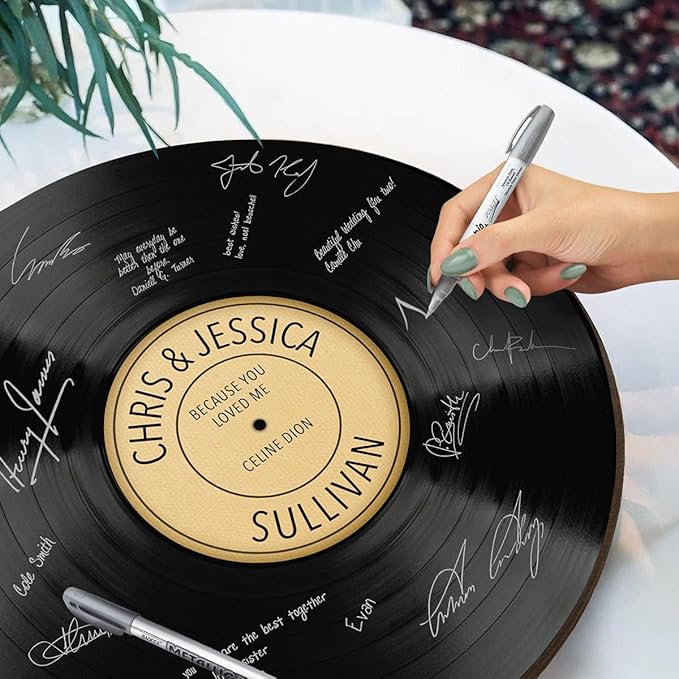 HomeWetBar Personalized Wedding Vinyl Record Alternative Guestbook, Special - Image 7