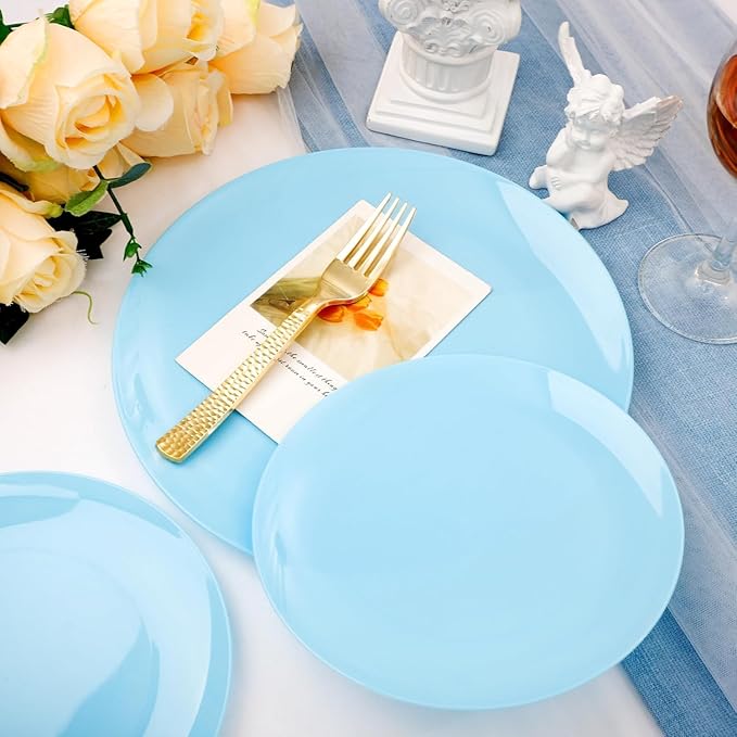 KIRE 60PCS Blue Plastic Plates Disposable - Image 3