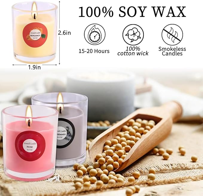 Scented Candles, Strawberry, Aromatherapy Candles, Soy Wax Glass Jar Candle - Image 6