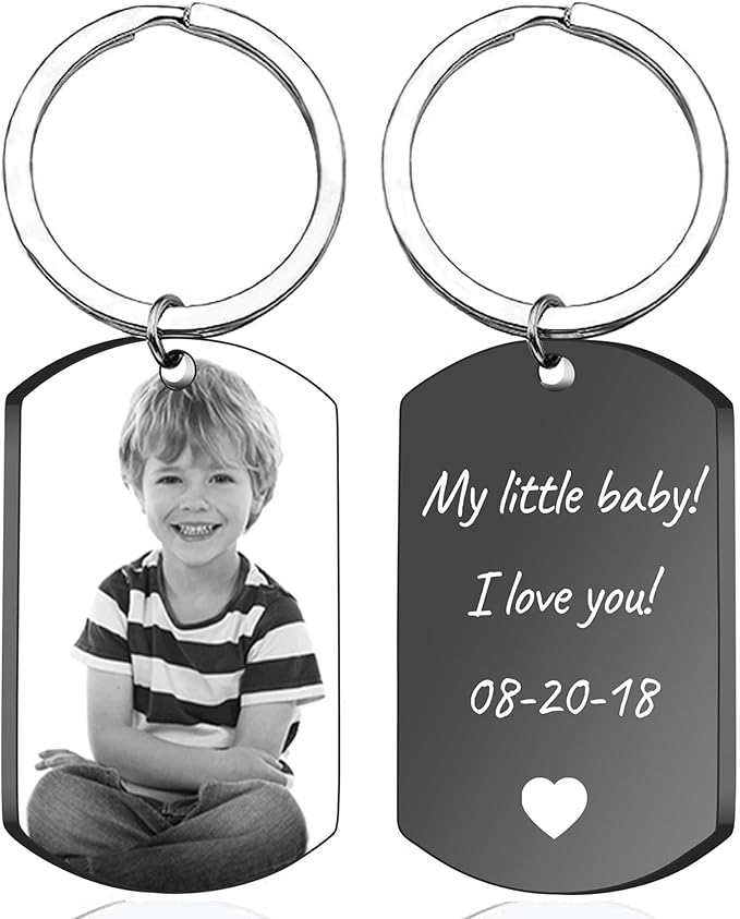 Personalized Double-sided Photo Text+Icons Keychain Drive Safe Boy Girlfriend by linglingdesign