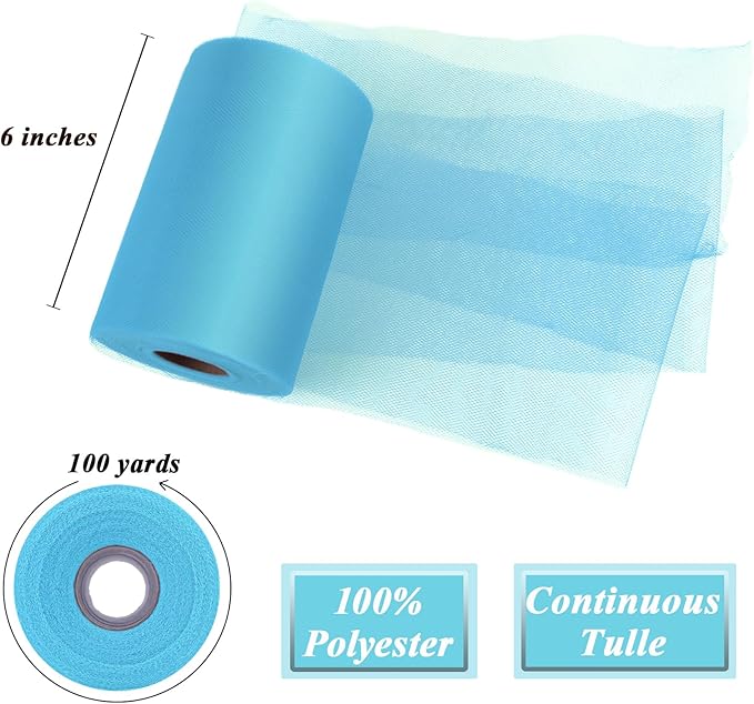 Turquoise Tulle Fabric Roll 6”by 100 Yards Soft Tulle Spool - Image 2