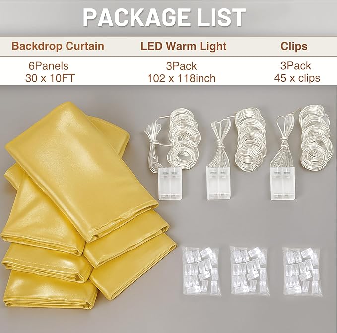 PartyVillage 30x10FT Gold Sequin Backdrop Curtain - Image 4