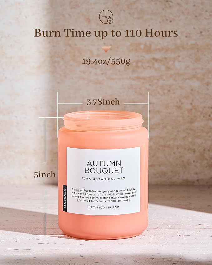 M&SENSE Fall Candle Autumn Flower Scented, Large 19.4oz Natural Soy Wax 110 - Image 3