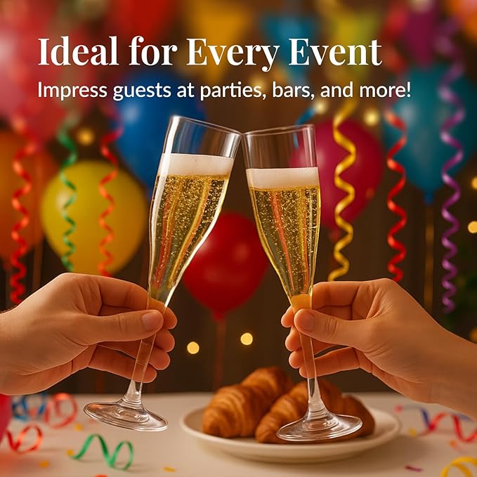 Prestee 100 Pack Clear Plastic Champagne Flutes - Image 6