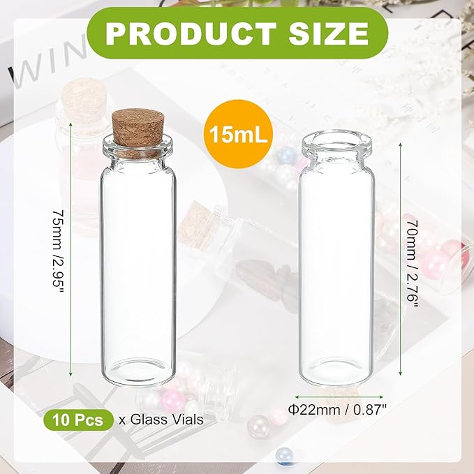 uxcell 10Pcs Mini Glass Bottles - Image 2