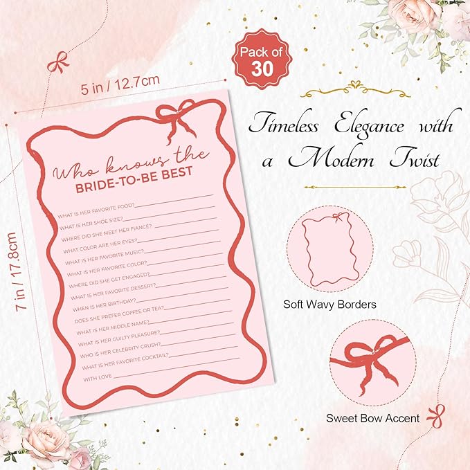 DEEKA 30 PCS Bridal Shower Games Card - Image 2