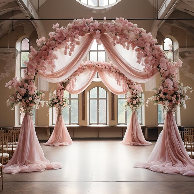 Wokceer Dusty Rose Wedding Arch Draping Fabric Backdrop 3 Panels 28.7" X 20FT - Image 7