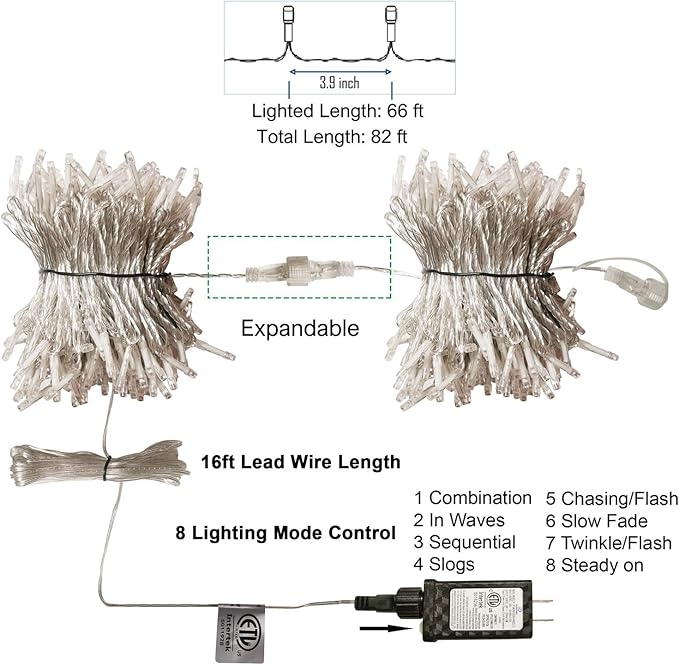 LJLNION 300 LED String Lights Outdoor Indoor, Extra Long 98.5FT Super Bright - Image 4