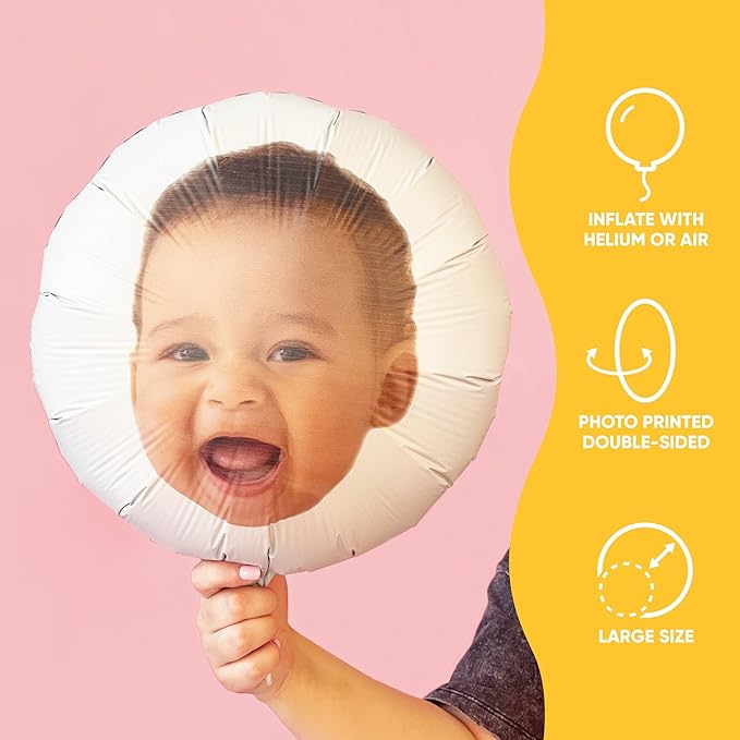 Big Dot of Happiness Personalized Fun Face Photo Balloons, Custom Birthday - Image 2